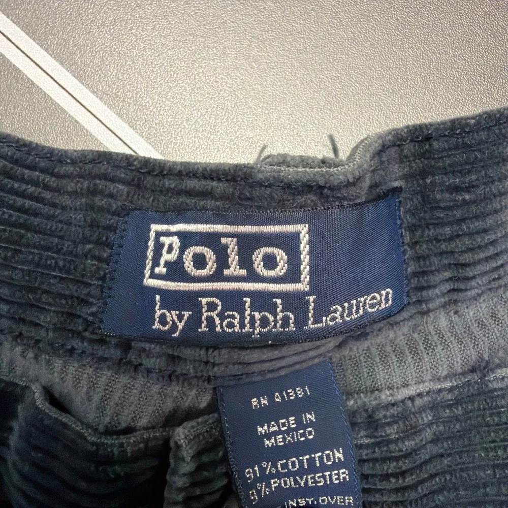Polo Ralph Lauren Cords Gray Corduroy Pants Men's 34x30 Pleated Classic Fit